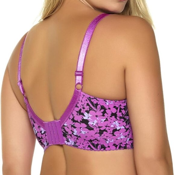 Women's Size 32F Floral Print Demi Bra Plus Size Light Purple - Picture 3 of 7
